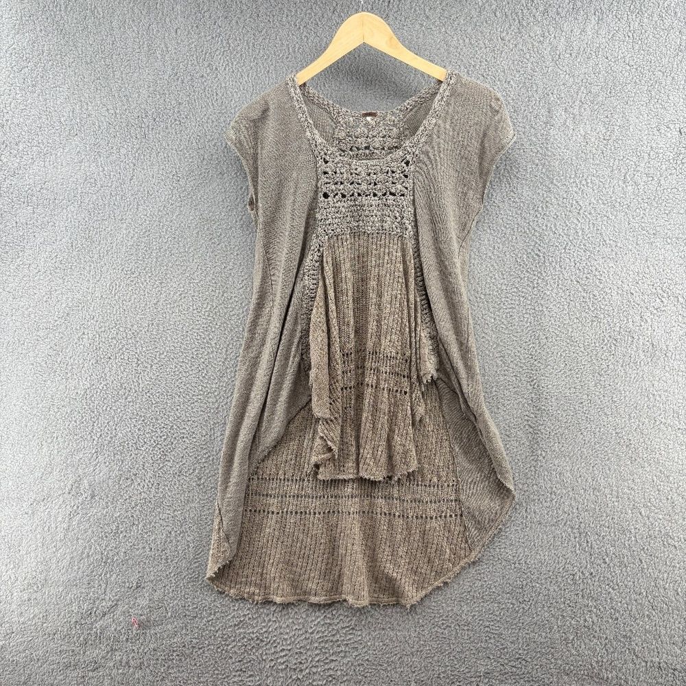Free People Crochet Boho Knit Tunic Dress - Size Medium